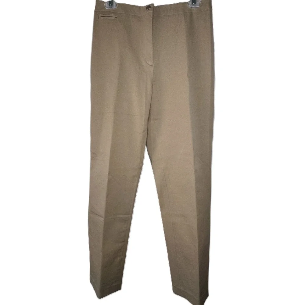 Lauren Ralph Lauren Khaki Tan Pants Womens 8 Cotton Stretch Minimalist VTG 90s‎
